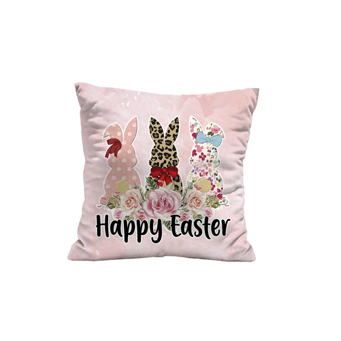 PODUSZKA 45X45 - HAPPY EASTER WZ. 2 - welur tapicerski - panel przód + tył