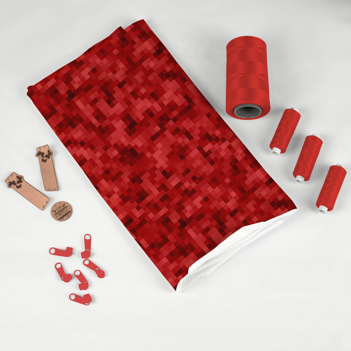 PIXELS pat. 2 / red - single jersey with elastane