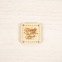 Holzetikett Quadratisch - MADE WITH LOVE / M. 3