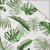 ROPICAL LEAVES MIX pat. 1 / white (JUNGLE) - Viscose jersey