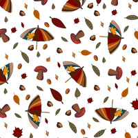 UMBRELLAS AND MUSHROOMS / white (RED PANDA’S AUTUMN) - light brushed knitwear