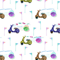 SCOOTERS (COLORFUL TRANSPORT) - Cotton woven fabric
