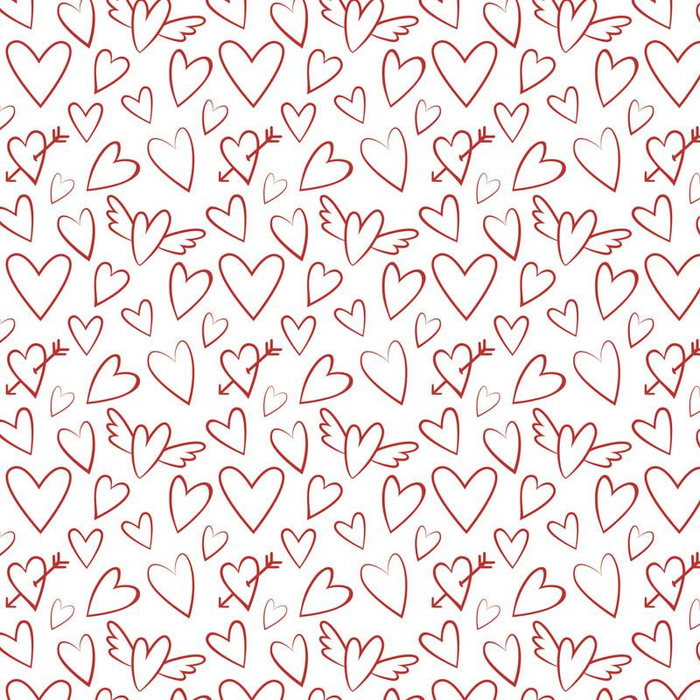 WINGED HEARTS / white (VALENTINE'S MIX) - Viscose jersey