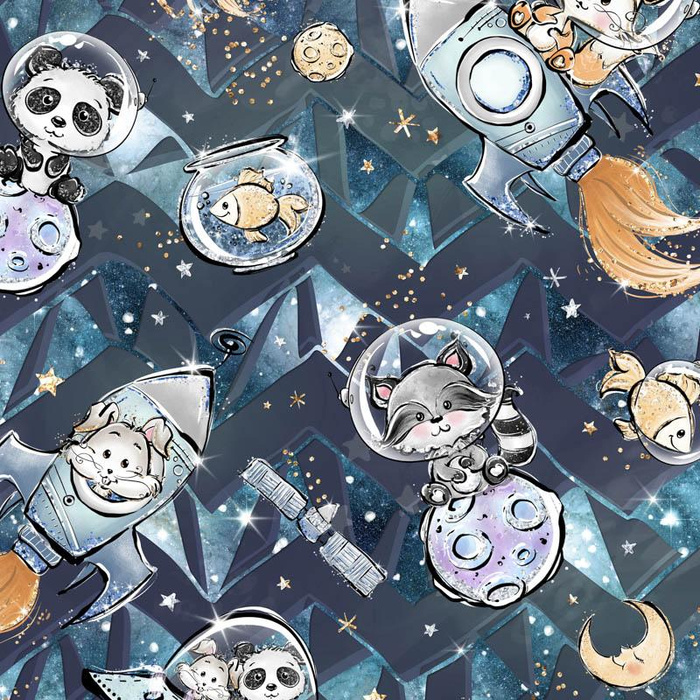 SPACE CUTIES pat. 7 (CUTIES IN THE SPACE) - looped knit fabric
