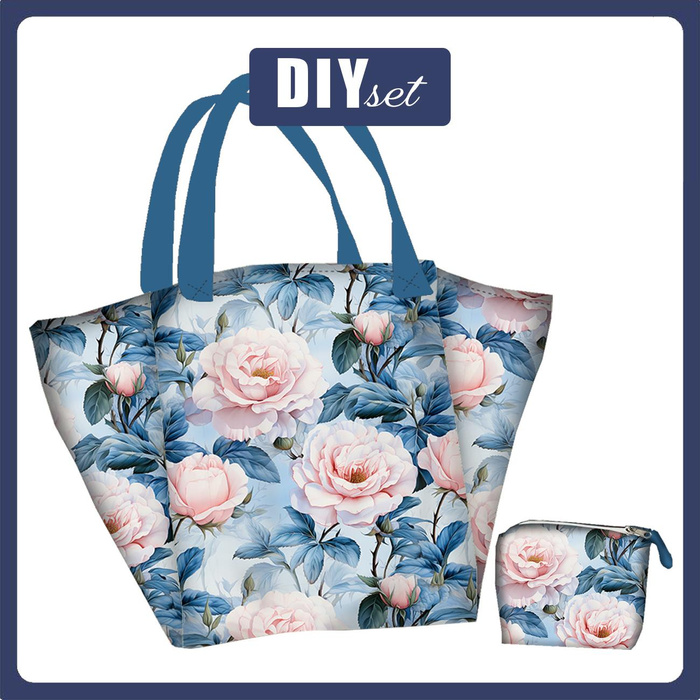XL Tasche mit Utensilientasche 2 in 1 - PASTEL FLOWERS WZ.14 - Nähset