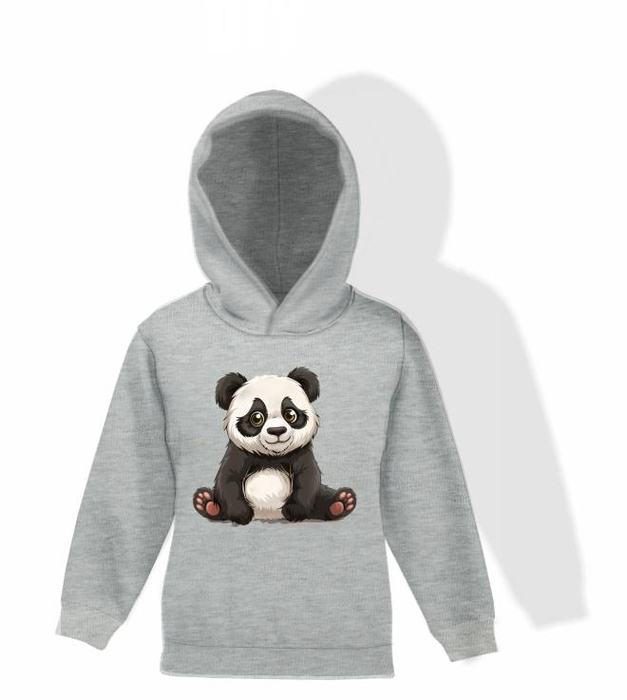 KID'S HOODIE (ALEX) - PANDA - looped knit fabric (134/140)