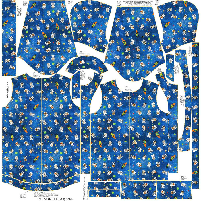 KIDS PARKA (ARIEL) - ANIMALS IN SPACE pat. 2 - softshell (110/116)