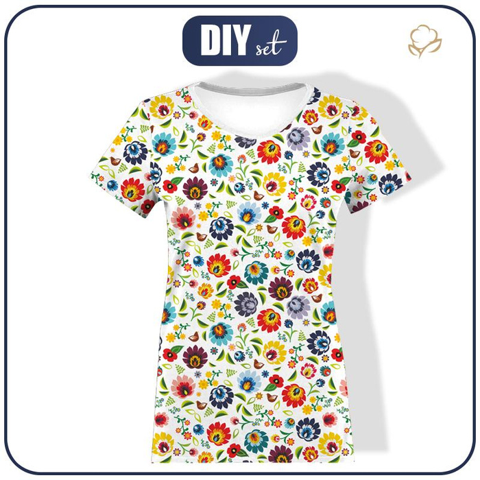 DÁMSKÉ TRIČKO - FOLK ŁOWICKÝ / bílá - single jersey L