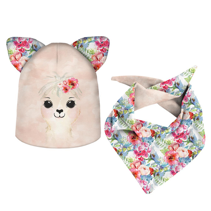 KID'S CAP AND SCARF (CAT) - ALPACA HANAH 48-50