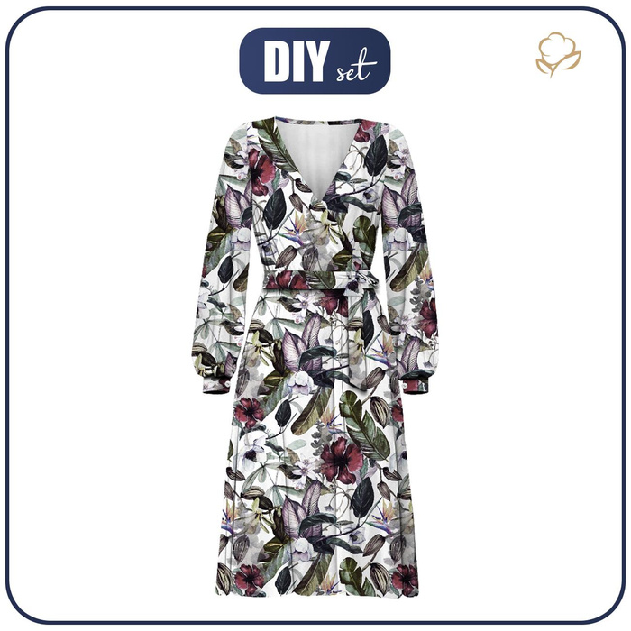WRAP MIDI DRESS (BIANCA) - PARADISE FLOWERS - sewing set L