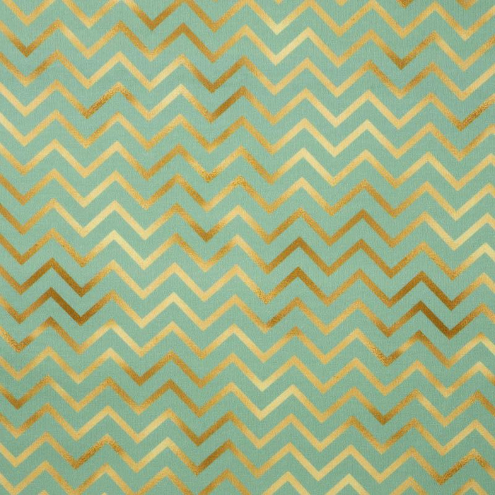 GOLDEN ZIGZAGS (GOLDEN OCEAN) / mint - Cotton woven fabric