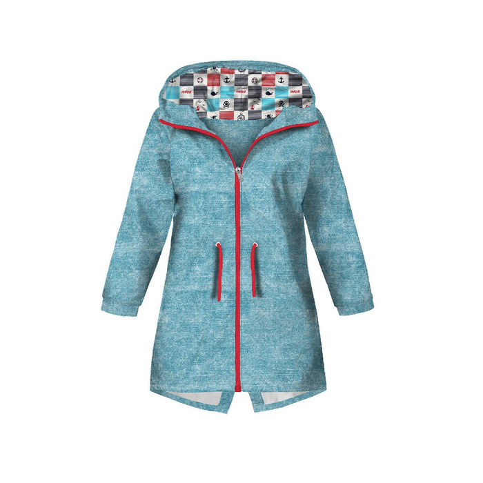 DĚTSKÁ BUNDA PARKA (ARIEL) - ROZŘEZANÝ JEANS (mořský) - softshell