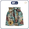 SZORTY PAPERBAG - AKWARELOWE KWIATY wz. 9 - zestaw do uszycia XL