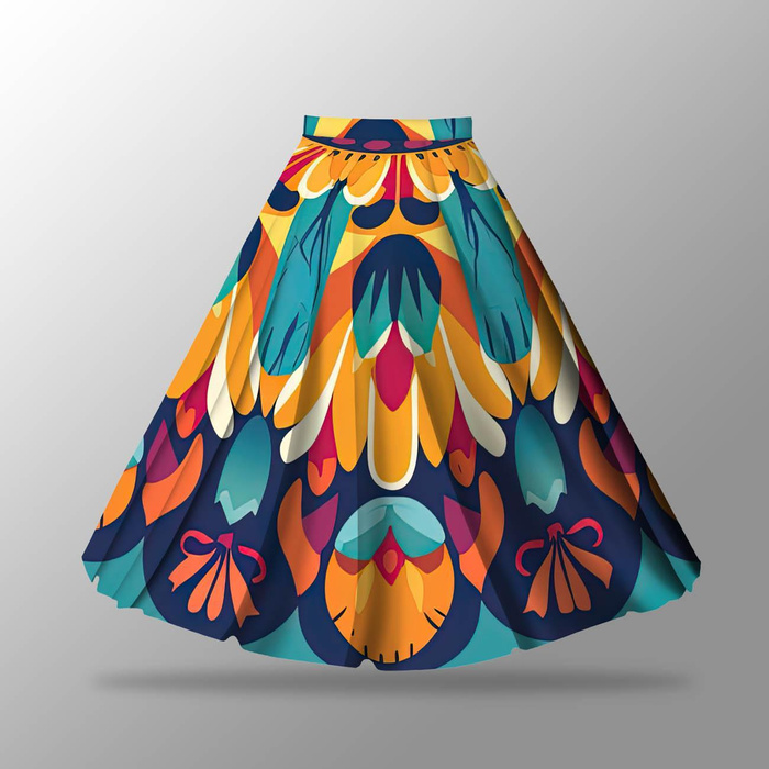 WATERCOLOR FLORAL pat. 3 - skirt panel "MAXI"