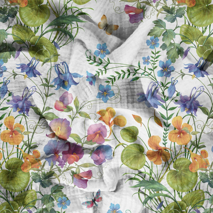 BUKOLISCHE BLUMEN - Baumwoll Musselin