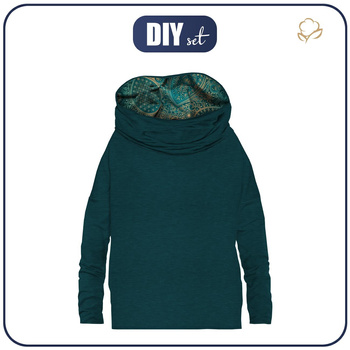 SNOOD SWEATSHIRT (FURIA) - MELANGE SMARAGD / MEHNDI 2.0 - sewing set