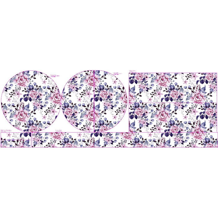 DECORATIVE CUSHION - WILD ROSE FLOWERS PAT. 1 (BLOOMING MEADOW) (Very Peri) - sewing set