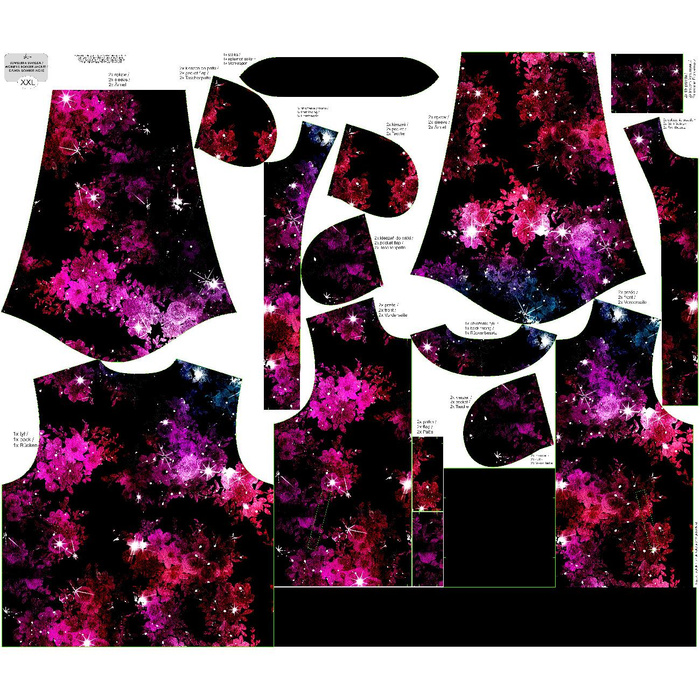 WOMEN’S BOMBER JACKET (KAMA) - FLOWERS / GALAXY - sewing set XL