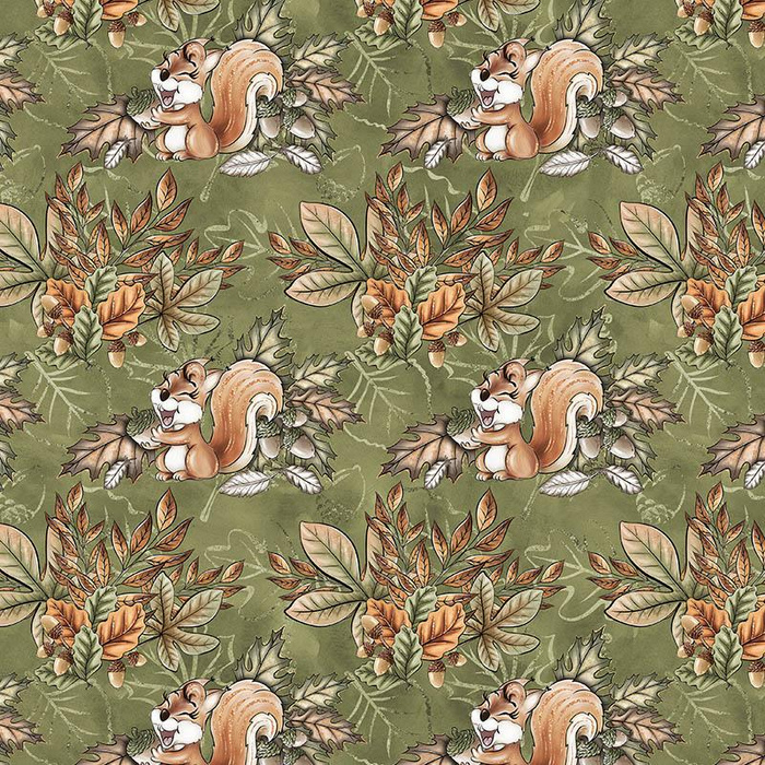 HAPPY SQUIRRELS (AUTUMN IN THE FOREST) - Cotton woven fabric