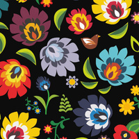 LOWICZ FOLKLORE / black - Upholstery velour