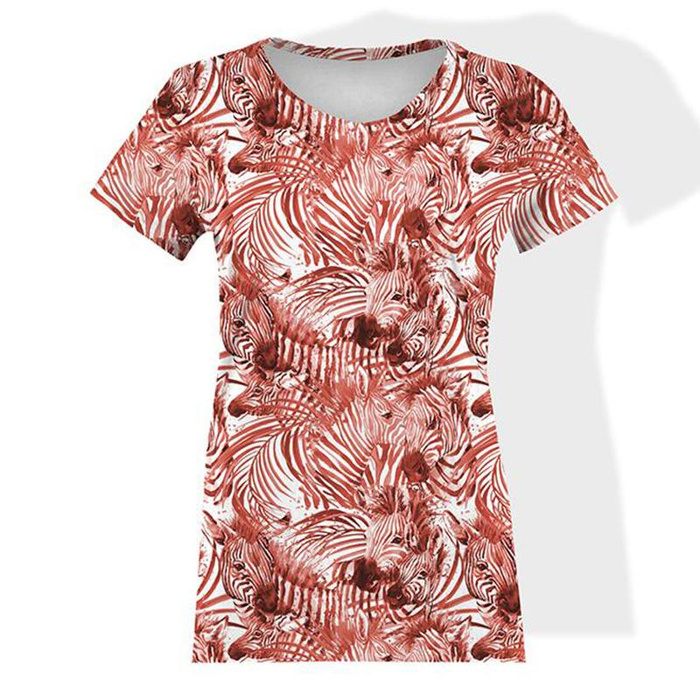 DAMEN T-SHIRT - ZEBRA / rot - Single Jersey XXS