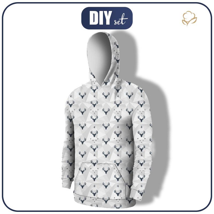 MEN’S HOODIE - DEERS (adventure) / grey - sewing set XXXL