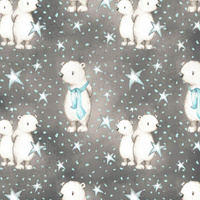TEDDIES AND STARS / dark grey (MAGICAL CHRISTMAS FOREST) - Cotton woven fabric