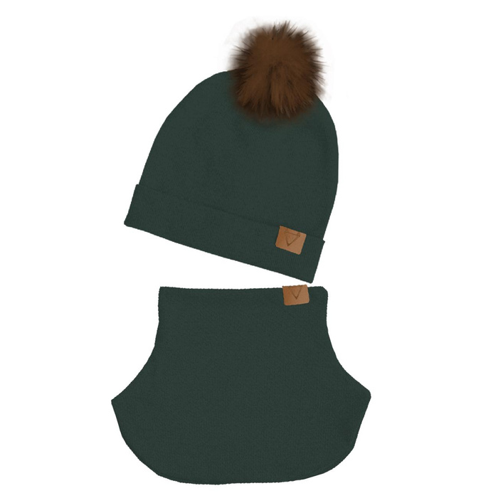 Flaschengrün - Mütze und Loop kreatives Nähset