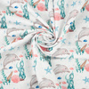 DOLPHINS pat. 2 (MAGICAL OCEAN) / white - Cotton woven fabric