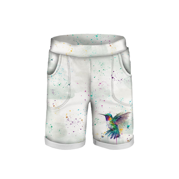 KURZE KINDERHOSE (RIO) - WATERCOLOR HUMMINGBIRD - Sommersweat (98/104)