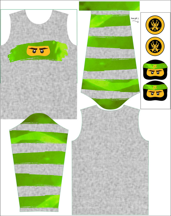 LONGSLEEVE - GREEN NINJA pat. 2 - single jersey (146/152)
