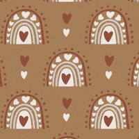 VALENTINESTAG-REGENBOGEN M. 1 / Kaffee (REGENBOGEN UND HERZEN) - Baumwoll Webware