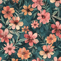 AUTUMN FLOWERS  PAT. 1- Upholstery velour