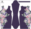 PENCIL DRESS (ALISA) - WATER-COLOR FLOWERS pat. 5 - sewing set XXL