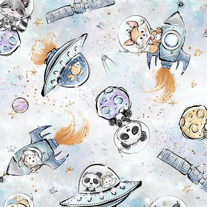 SPACE CUTIES pat. 8 (CUTIES IN THE SPACE) - Cotton woven fabric