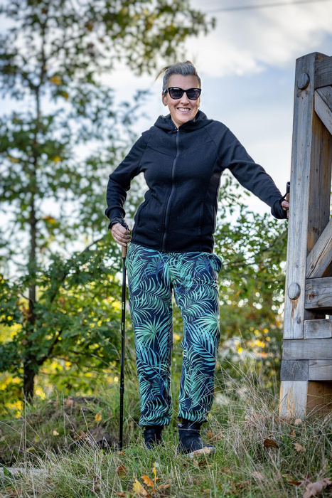 WOMEN'S JOGGERS (NOEMI) - CAMOUFLAGE pat. 2 / bottled green - sewing set M