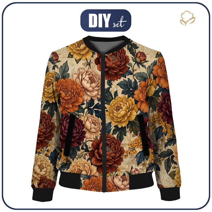 BOMBERKA DAMSKA (KAMA) - AUTUMN FLOWERS WZ. 26 - zestaw do uszycia XS