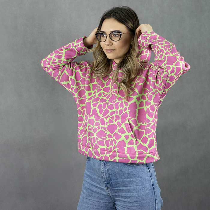 Cropped hoodie (IDA) - FLOWERS wz.63 - sewing set - S