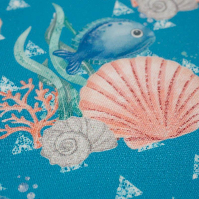 FISCHE UND MUSCHELN (Märchenhafter Ozean) / blau - Baumwoll Webware