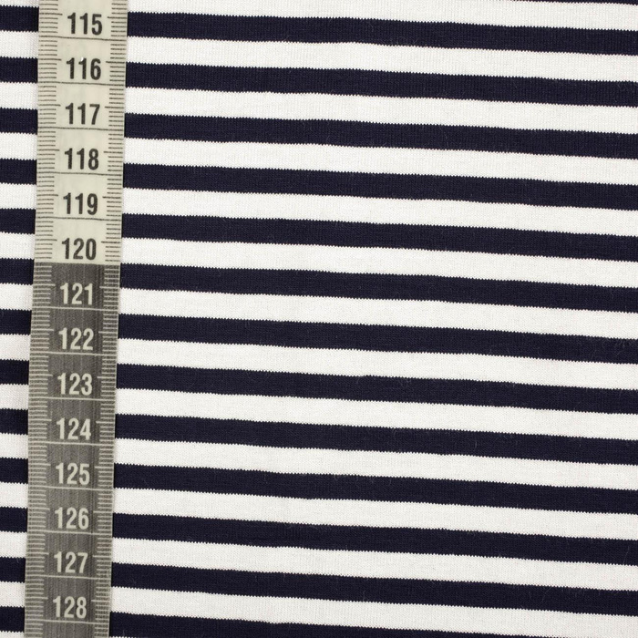 Viscose jersey - STRIPES DARK BLUE / WHITE 0,5cm x 0,5cm