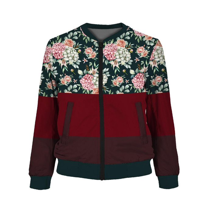 WOMEN’S BOMBER JACKET (KAMA) - Hydrangeas - sewing set S