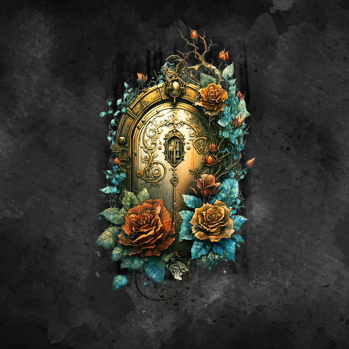 STEAMPUNK FLOWER TEMPLE - panel (60cm x 50cm) SINGLE JERSEY ITY