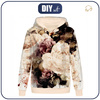 CLASSIC WOMEN’S HOODIE (POLA) - WATERCOLORS FLOWERS Pat. 4 - looped knit fabric - XXL