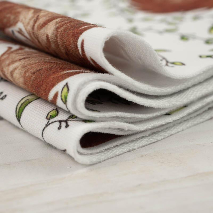 50cm ŚPIĄCE JEŻYKI (ŚPIĄCE ZWIERZĄTKA) / biały - organiczna dresówka pętelkowa