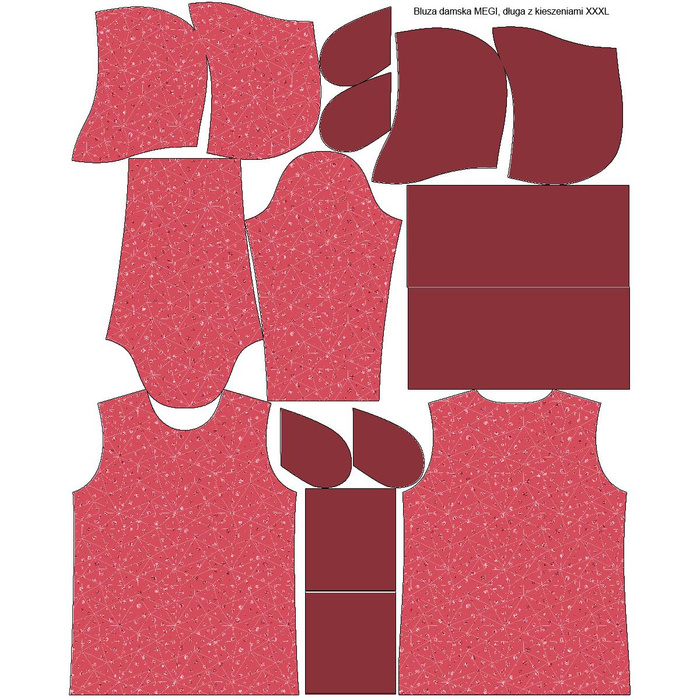 BLUZA DAMSKA (MEGI) - DŁUGA Z KAPTUREM - ROSA wz. 1 -  dzianina pętelkowa - XS