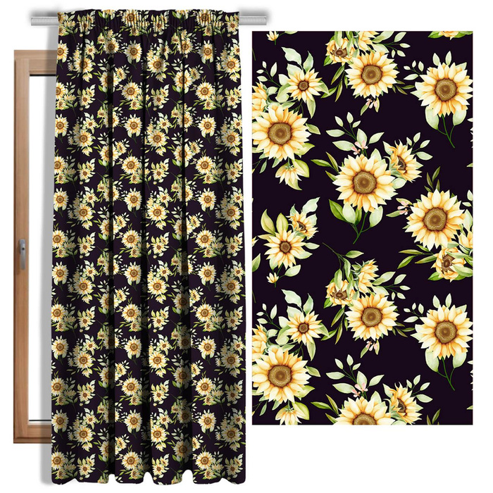 SONNENBLUMEN M. 6 / schwarz - Wasserabweisende Webware