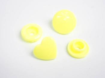 Druckknöpfe KAM Herzen 12 mm Neongelb - 10 Sets