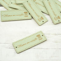 Mama mi uszyła label - bobbin 1,5x4 cm - lime cream