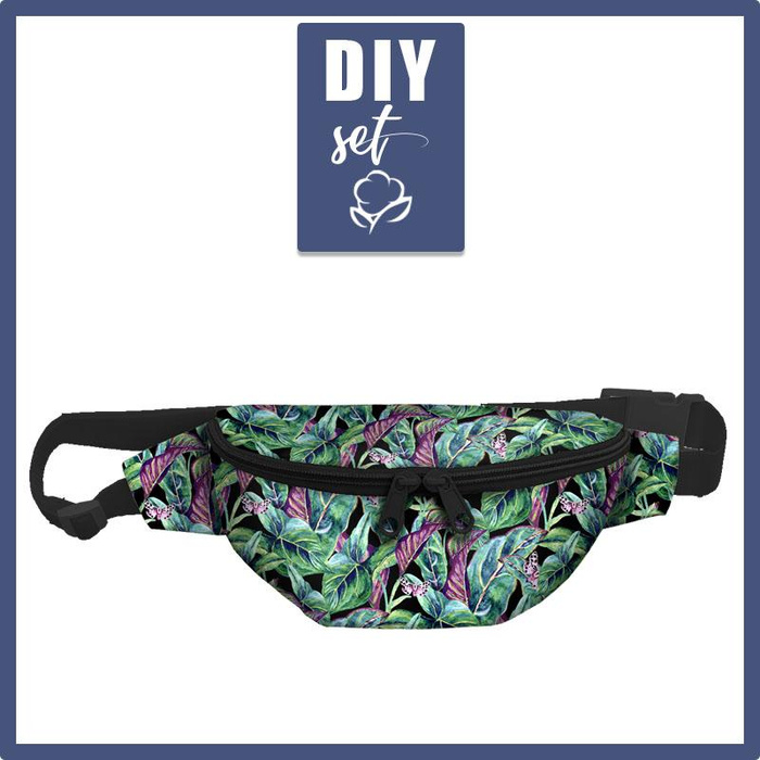 HIP BAG - MINI LEAVES AND INSECTS PAT. 1 (TROPICAL NATURE) / black - big