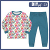 CHILDREN'S PAJAMAS " MIKI" - WILD ROSE PAT. 3 (IN THE MEADOW) - Elastic cotton knit fabric (110/116)
